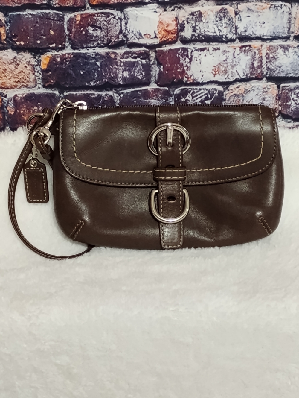 Coach SOHO Large Leather Buckle Flap Wristlet